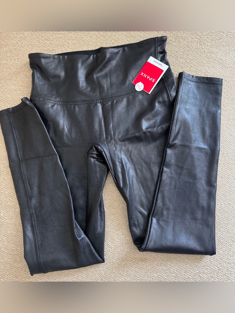 SPANX Black Leggings with Red Brand Tag